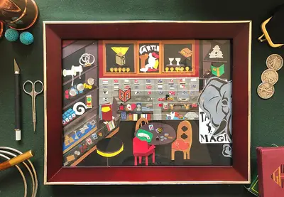 Tannes Magic Shop, digital illustration by Abby Segal, Chicago collage artist