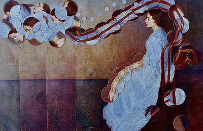 Thinking Woman, mixed media by Abby Segal, Chicago collage artist