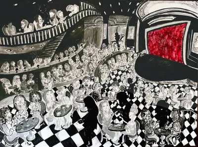 Mystic Portrait II, mixed media by Abby Segal, Chicago collage artist