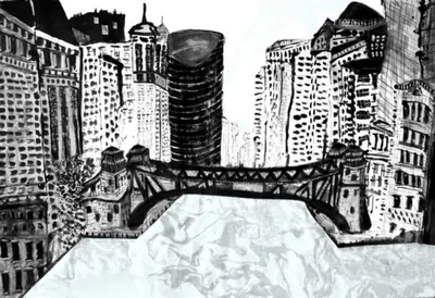 Visual Exploration, mixed media by Abby Segal, Chicago collage artist